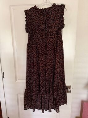 Karlie Brown and Black Leopard Print Maxi Dress